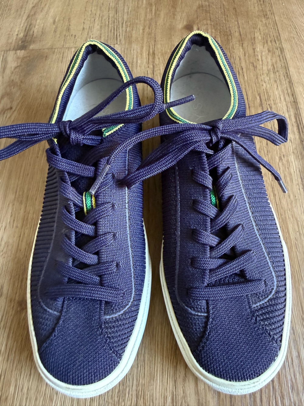 Rothy's The Lace Up Sneaker in Navy Blue & Green Classic Streetwear Size 6 - Picture 2 of 7